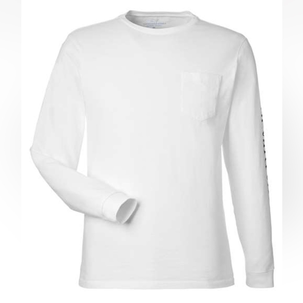 Vineyard Vines Men's Long Sleeve Blank Pocket Tee - White 100% Cotton Capsule